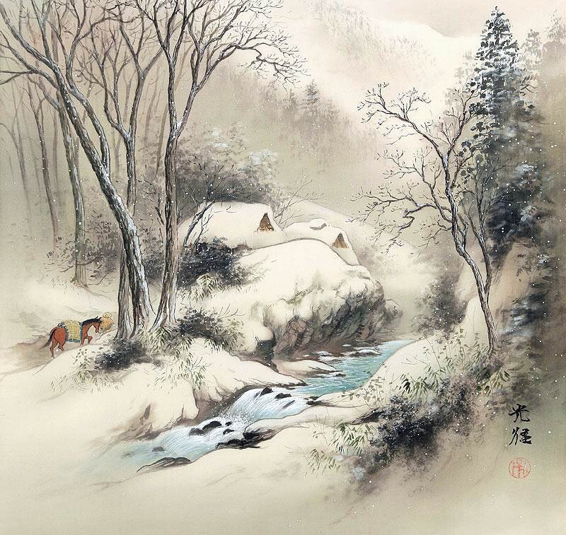 Horse and Rider in Snow