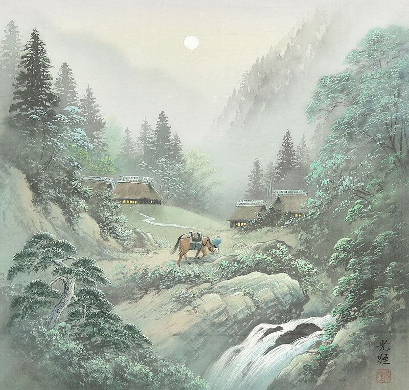 Horse and Rider in Valley