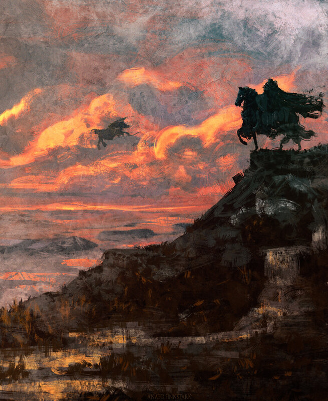 Horse and Rider on Cliff
