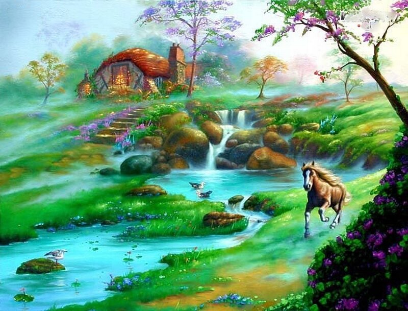Horse by the stream