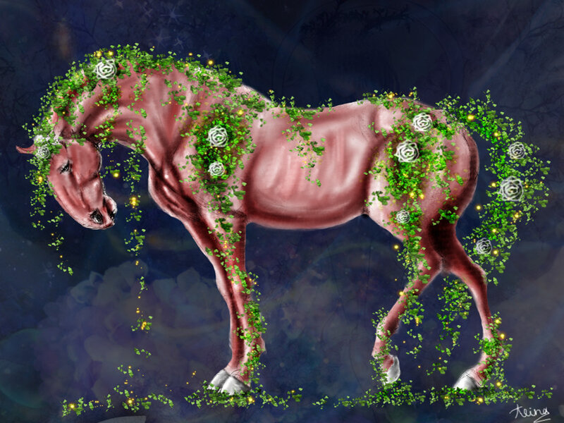 Horse Covered in Vines
