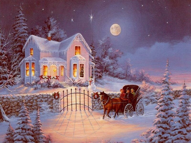 Horse-drawn Carriage at Night — White
