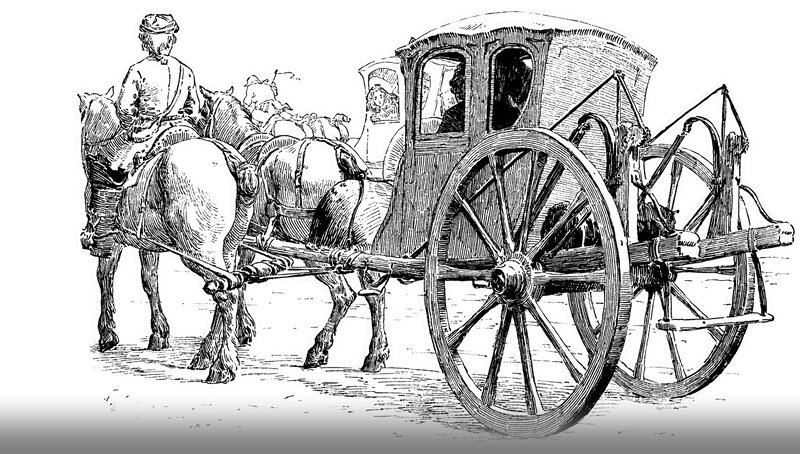 Horse-drawn Carriage — Black, Calm, Illustration