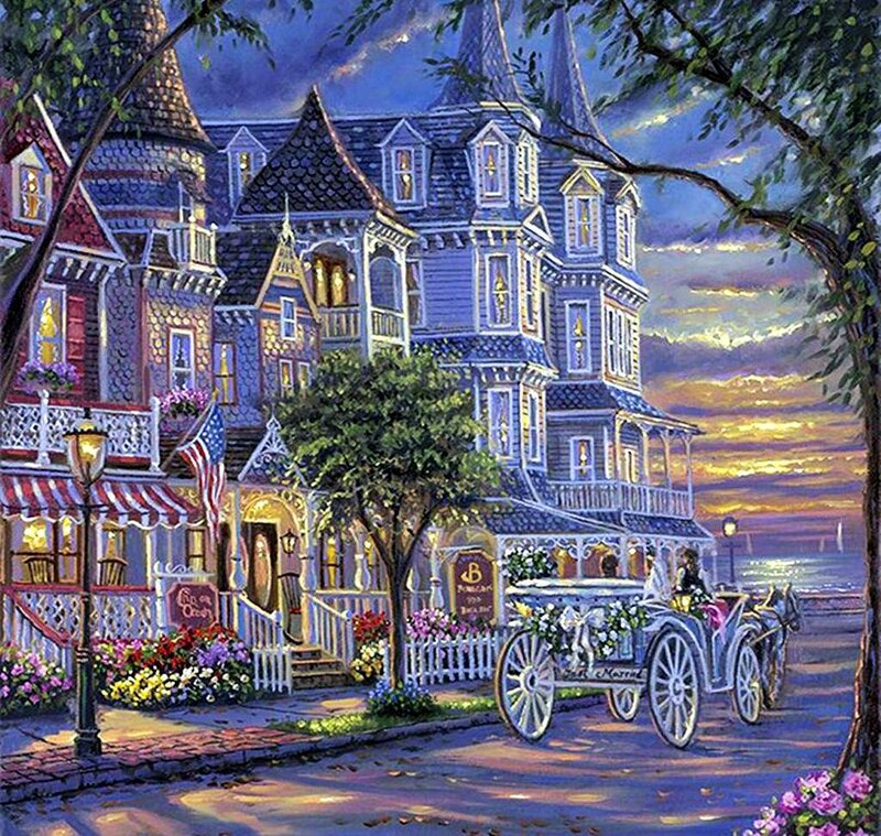 Horse-drawn Carriage — Blue, Serene, Sunset