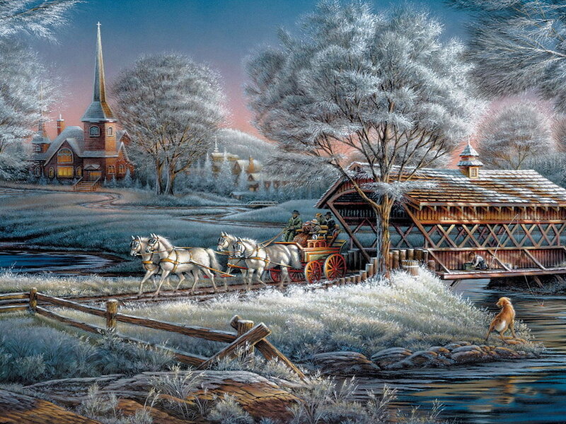 Horse-drawn Carriage — Blue, Serene, Winter