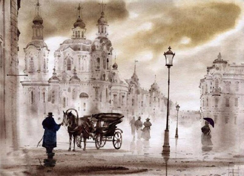 Horse-drawn Carriage — Brown, Dramatic, Morning