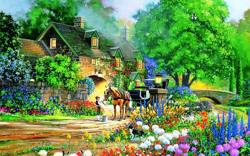 Horse-drawn Carriage — Green, Serene, Afternoon