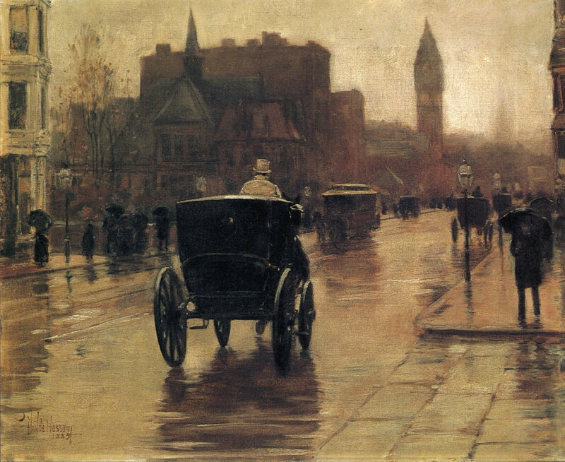 Horse-drawn Carriage in Rain — Brown