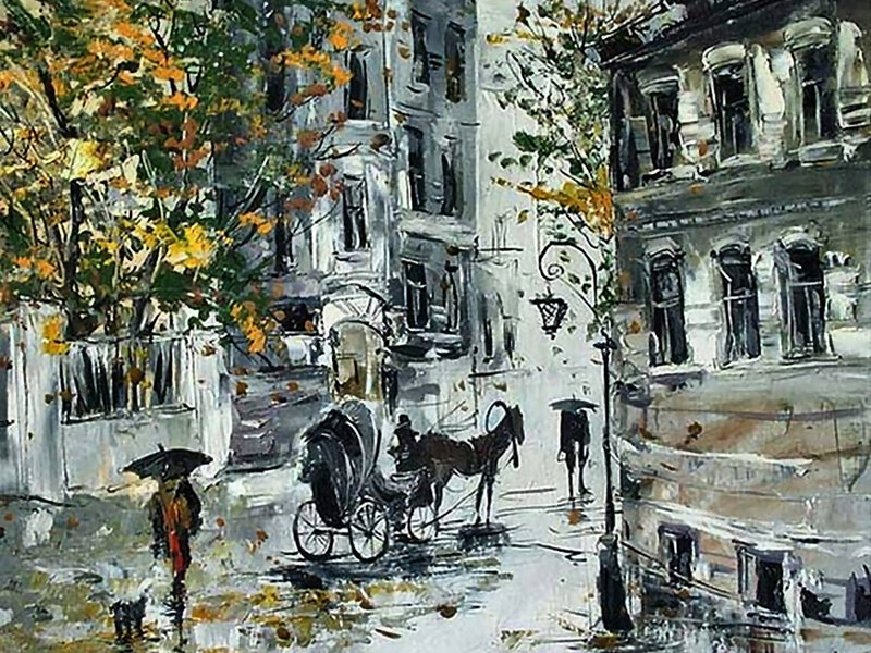 Horse-drawn Carriage in Rain