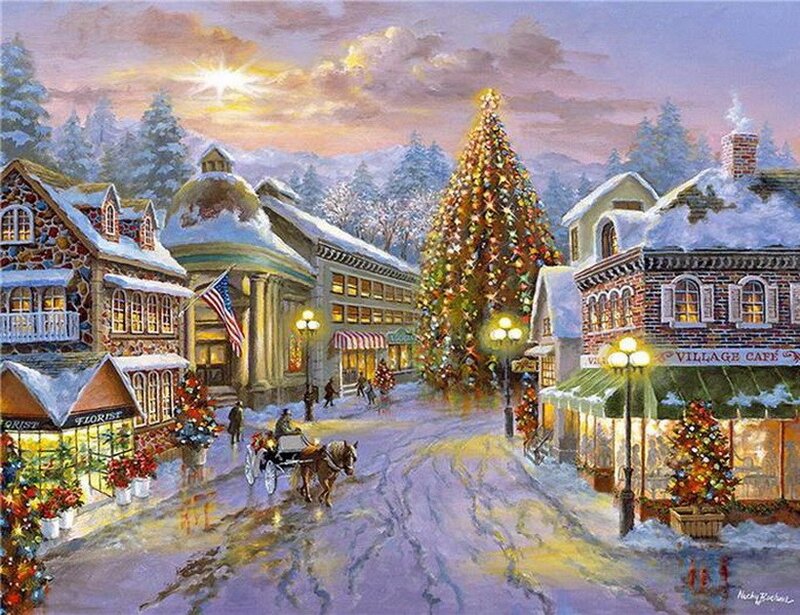 Horse-drawn Carriage in Snow — Purple