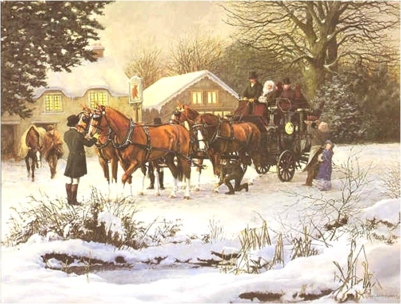 Horse-drawn Carriage in Snow — White, Calm, Winter