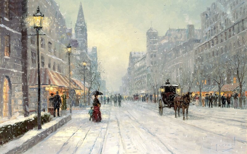 Horse-drawn Carriage in Snow — White, Cold
