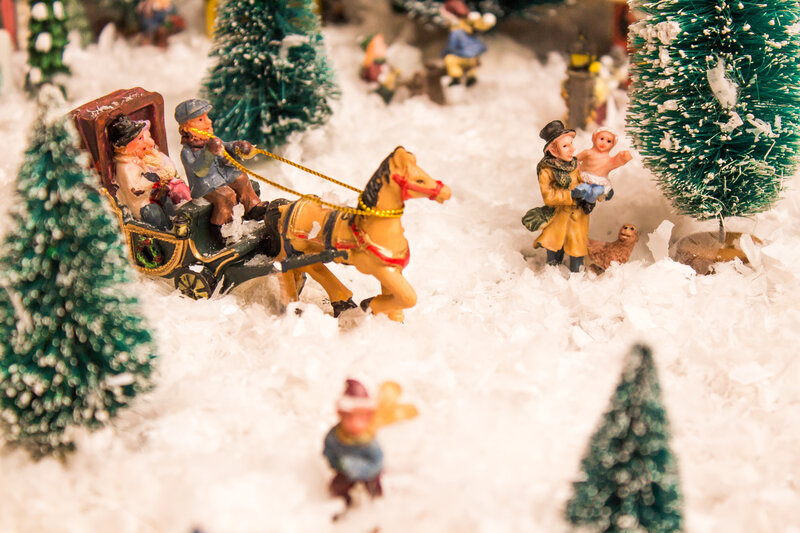 Horse-drawn Carriage in Snow — White, Festive, Winter, Photograph