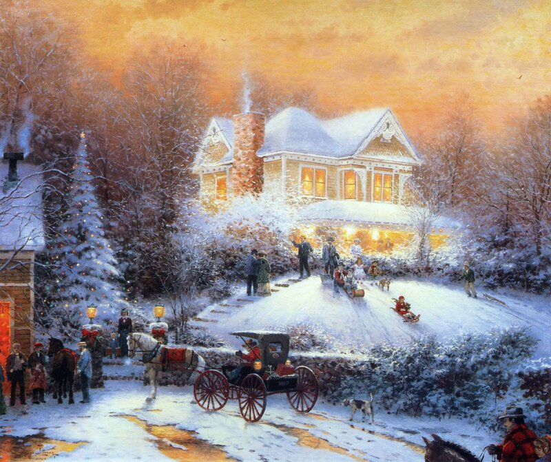 Horse-drawn Carriage in Snow — White, Festive, Winter
