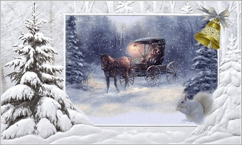 Horse-drawn Carriage in Snow — White, Peaceful