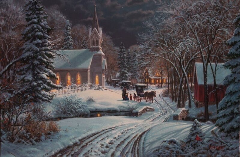 Horse-drawn Carriage in Snow — White