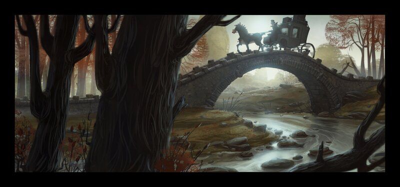 Horse-drawn Carriage on Bridge — Brown