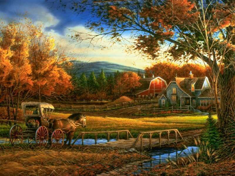 Horse-drawn Carriage on Bridge — Orange