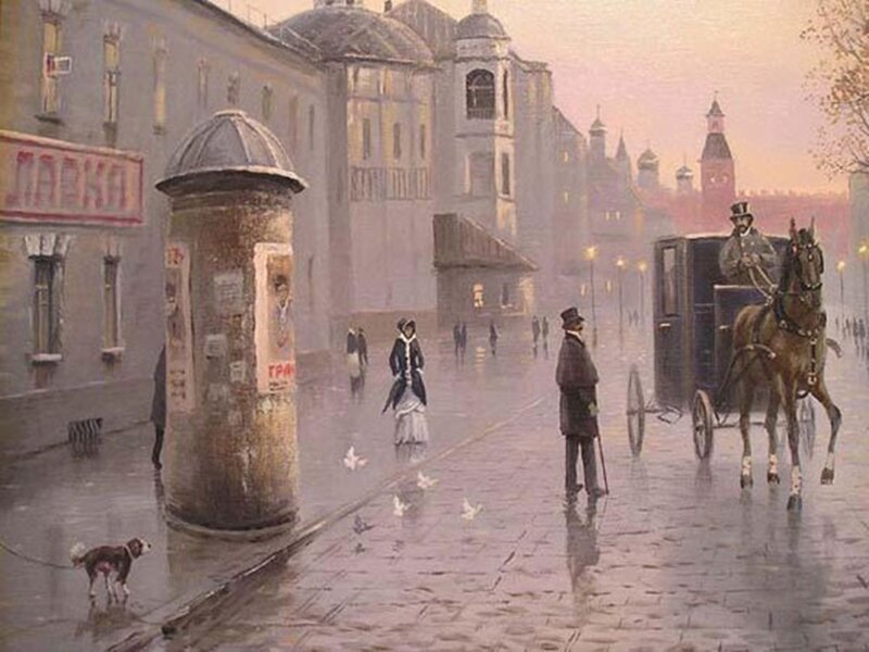 Horse-drawn Carriage on Street — Gray