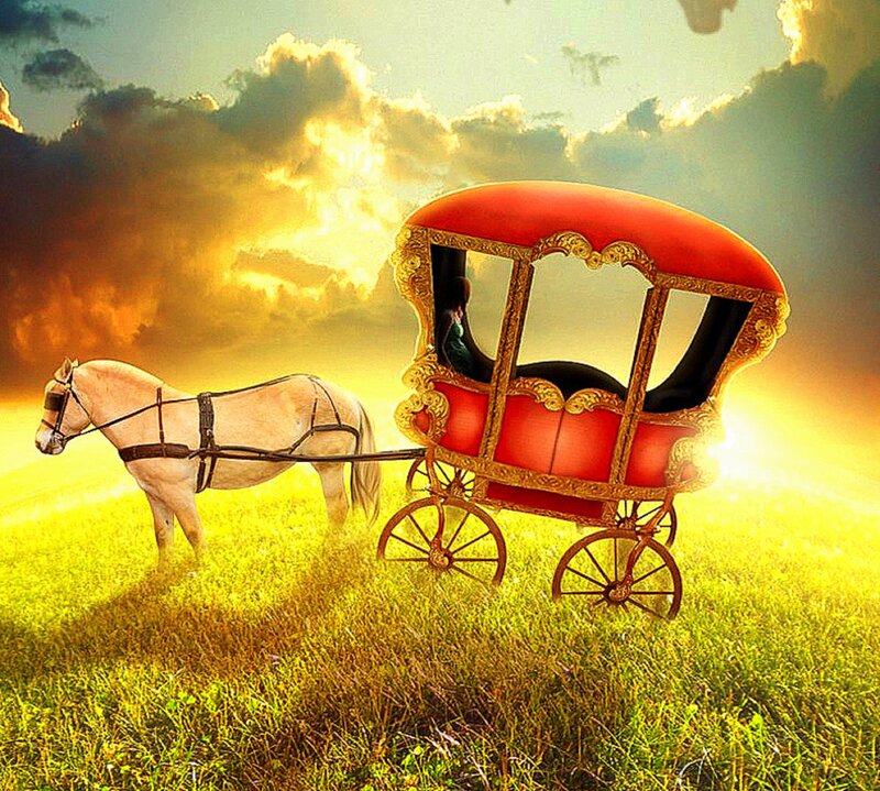 Horse-drawn Carriage — Red, Dramatic
