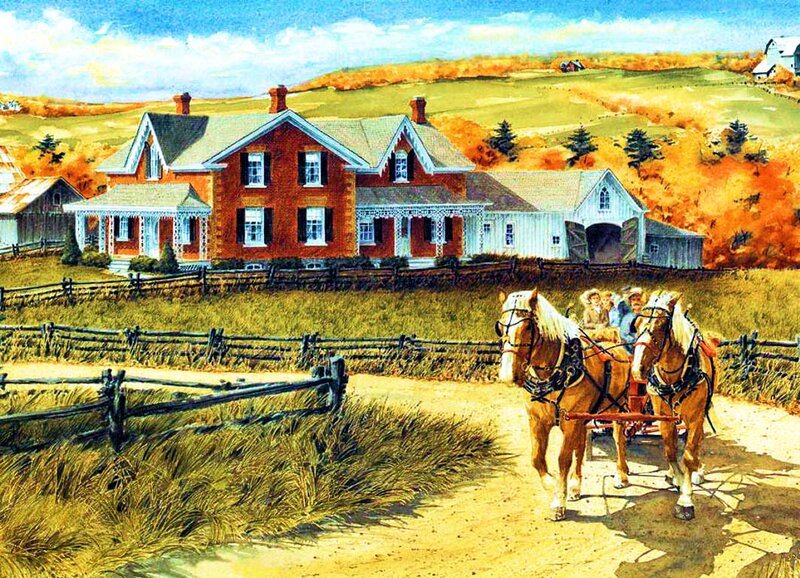 Horse-drawn Carriage — Red, Serene, Autumn