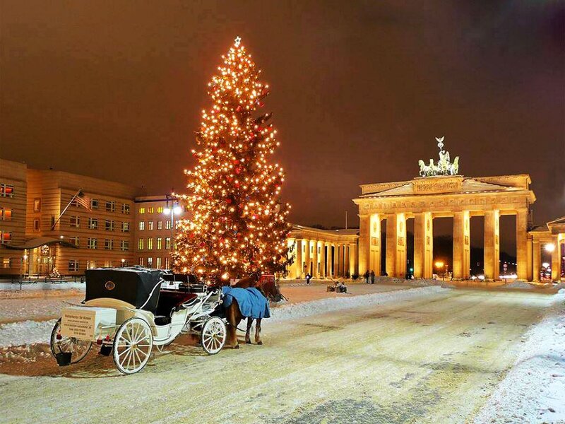 Horse-drawn Carriage — White, Festive, Night