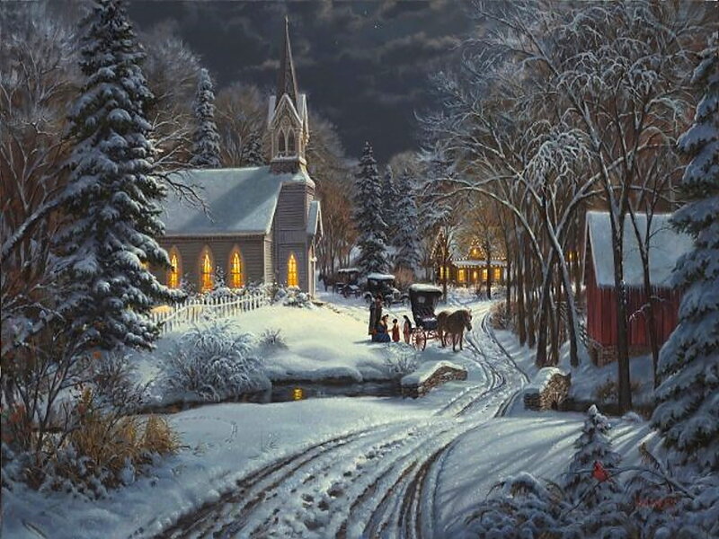 Horse-drawn Carriage — White, Serene, Night