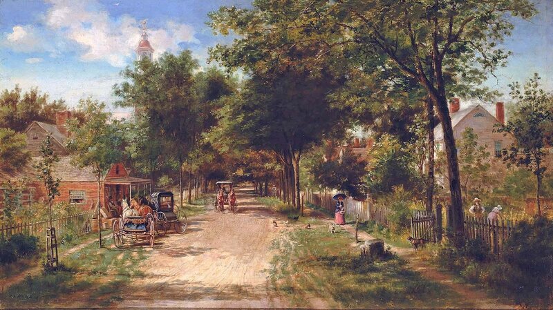Horse-drawn Carriages on Road