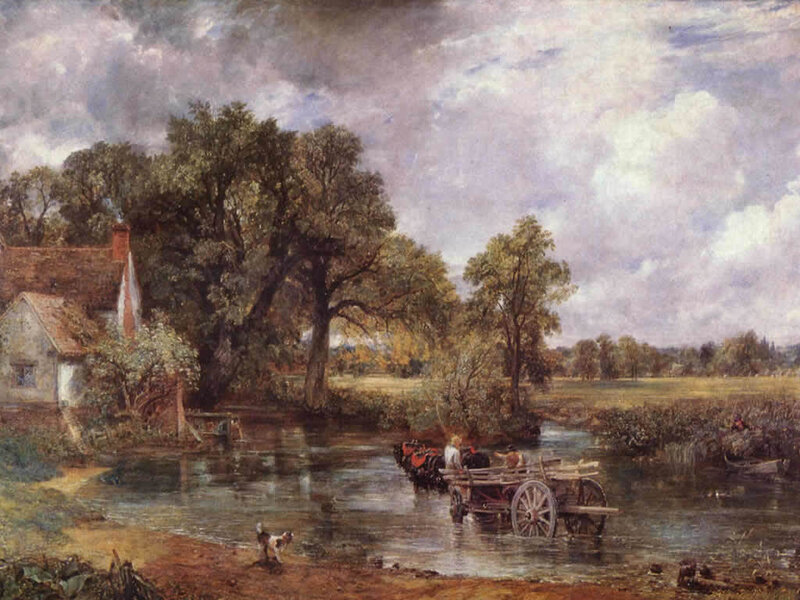 Horse-drawn Cart Crossing River — Green