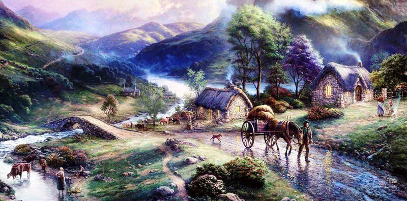 Horse-drawn Cart in Village