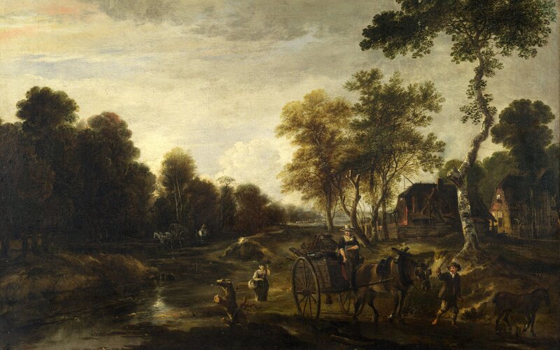Horse-drawn Cart on Path — Brown