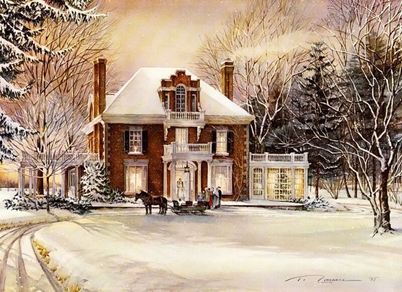 Horse-drawn Sleigh at Mansion