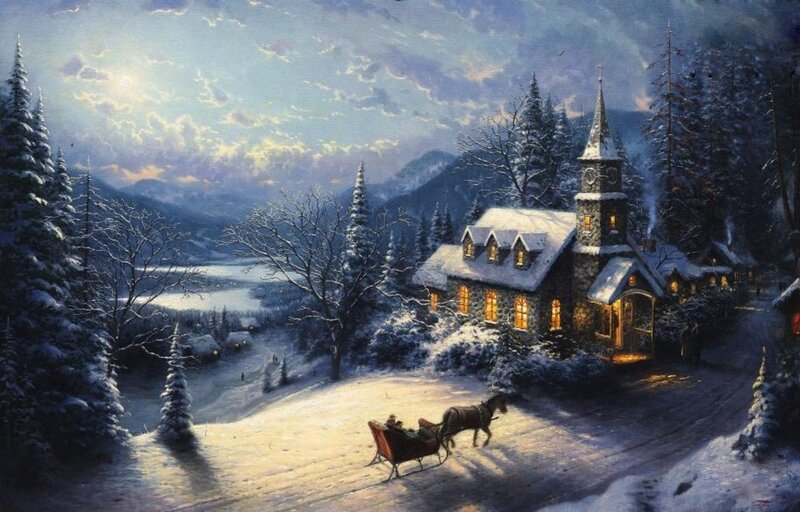 Horse-drawn Sleigh at Night — White, Serene