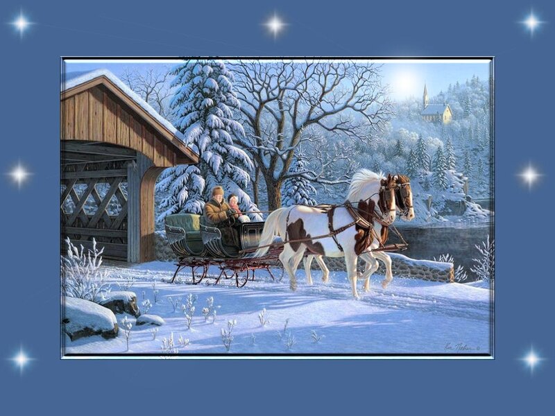 Horse-drawn Sleigh — Blue, Serene