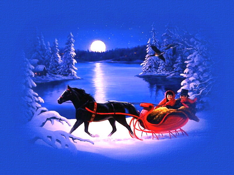 Horse-drawn Sleigh — Blue