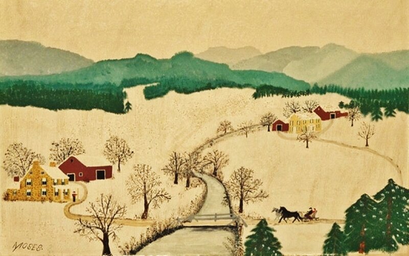 Horse-drawn Sleigh in Snow — Beige