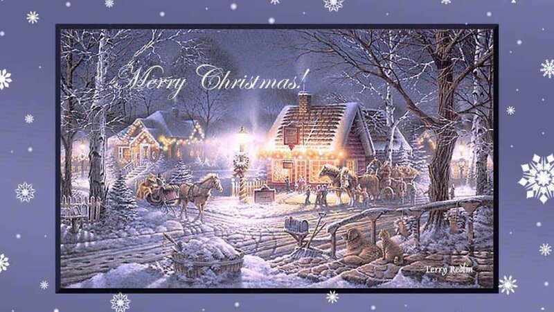 Horse-drawn Sleigh in Snow — Purple