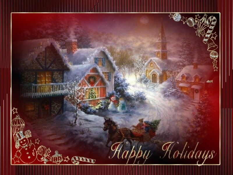 Horse-drawn Sleigh in Snow — Red, Festive