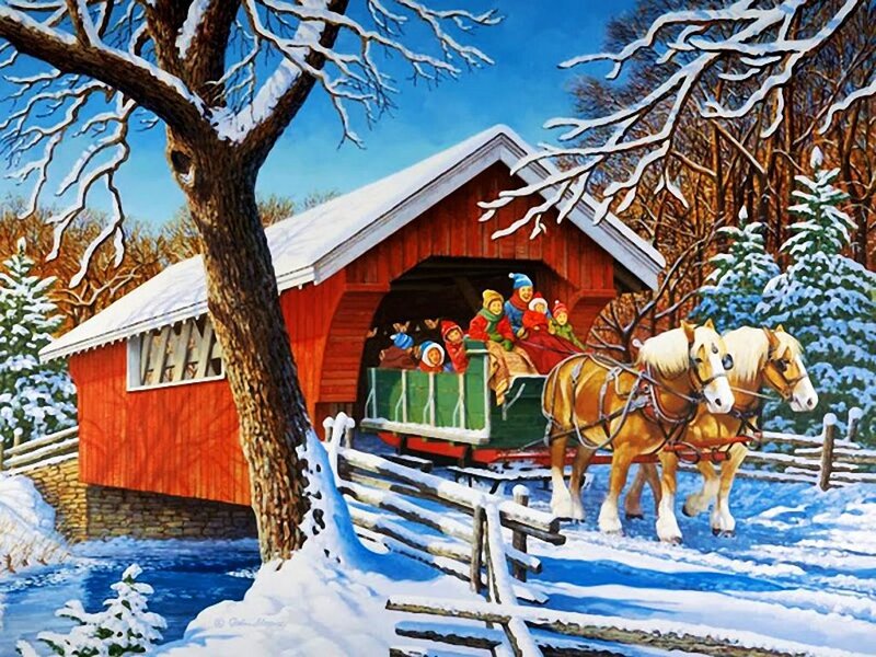 Horse-drawn Sleigh — Red
