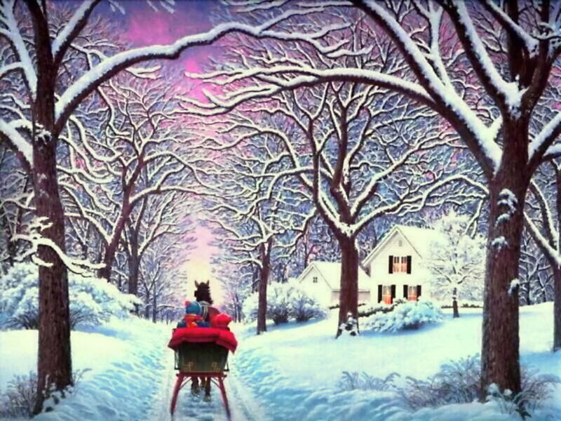 Horse-drawn Sleigh — White, Serene