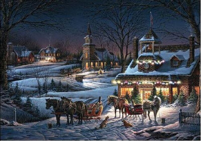 Horse-drawn Sleighs in Snow — White, Peaceful