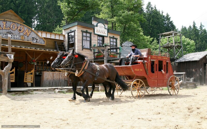 Horse-drawn Stagecoach — Brown, Dusty