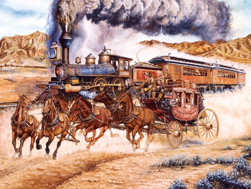 Horse-drawn Stagecoach — Brown