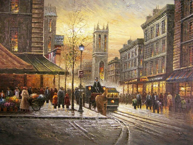 Horse-drawn Trolley in City — Yellow