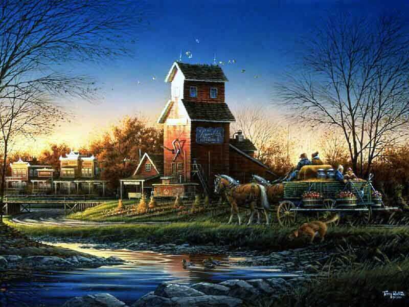Horse-drawn Wagon at Dusk