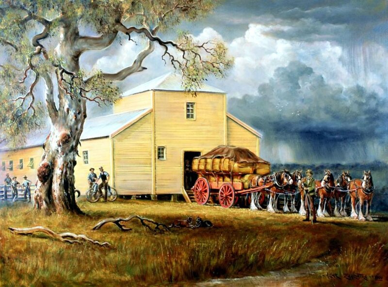 Horse-drawn Wagon at Farm — Yellow