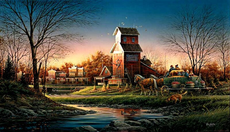 Horse-drawn Wagon at Sunset