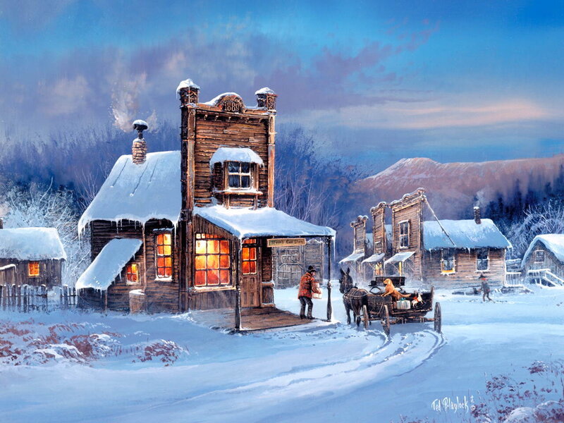 Horse-drawn Wagon in Snow