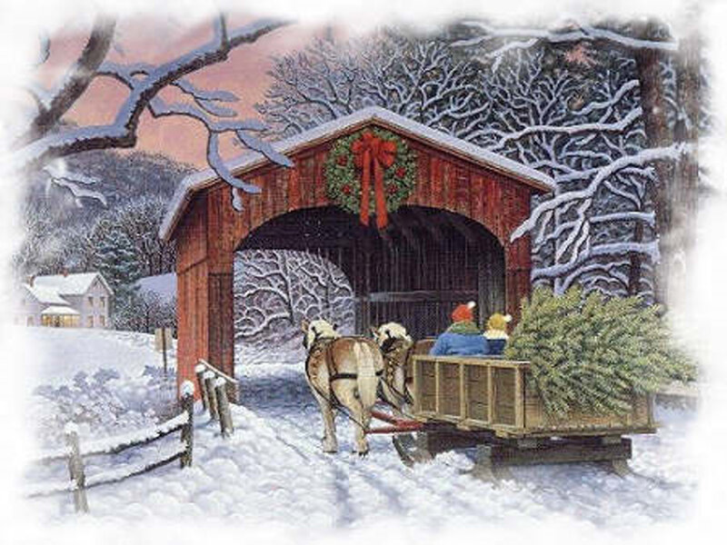 Horse-drawn Wagon with Tree