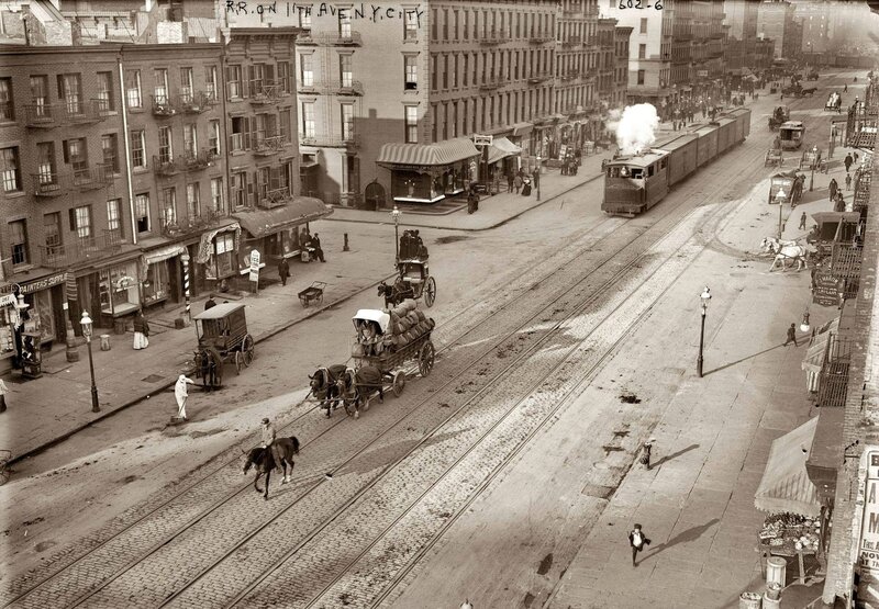 Horse-drawn Wagons and Steam Train